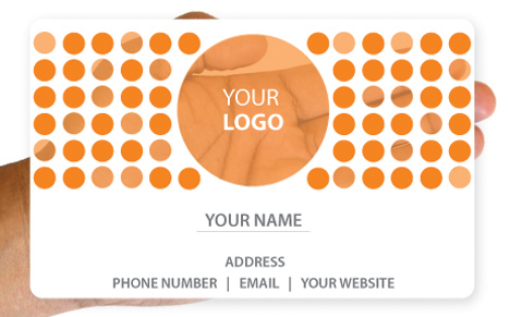 White plastic business card design with orange
