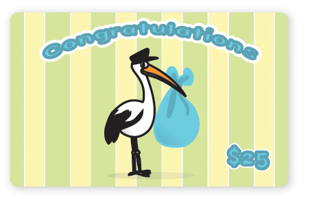 Blue stork predesigned gift card