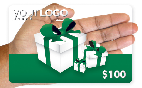 Clear gift card design with green ribbon
