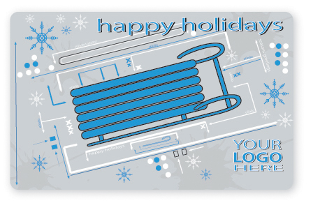 Happy holidays sled gift card design