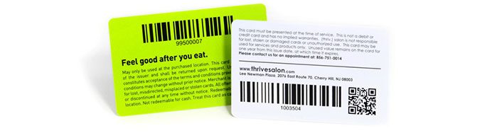 Custom printed barcode cards