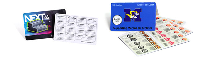 coupon cards and fundraiser cards